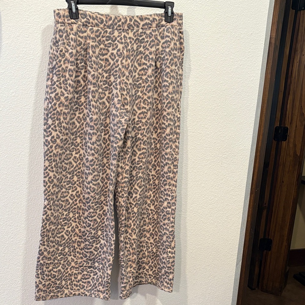 Aerie Leopard Print Wide Leg Pants